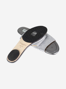 Jimmy Choo Silver glitter flat open toe sandals - size EU 37