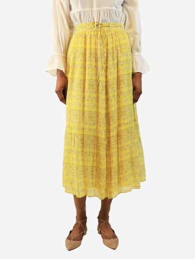 Yellow floral and paisley button-front midi skirt - size UK 8 Skirts Vanessa Bruno 