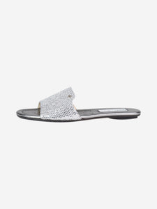 Jimmy Choo Silver glitter flat open toe sandals - size EU 37