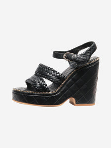 Chanel Black quilted leather platform sandal heels - size EU 38
