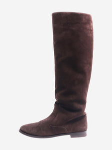 Manolo Blahnik Brown suede fur-lined knee-high boots - size EU 40