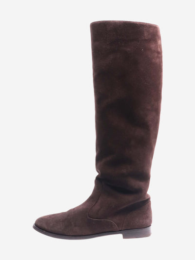 Brown suede fur-lined knee-high boots - size EU 40 Boots Manolo Blahnik 