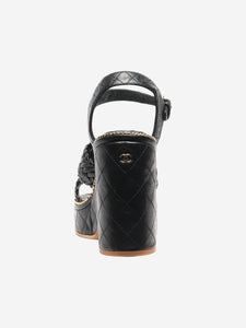Chanel Black quilted leather platform sandal heels - size EU 38