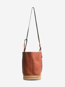 Loewe Brown calfskin raffia Gate bucket bag