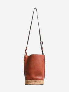 Loewe Brown calfskin raffia Gate bucket bag