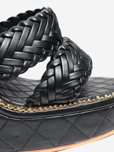 Chanel Black quilted leather platform sandal heels - size EU 38