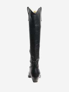 Isabel Marant Black leather knee-high cowboy boots - size EU 39 (UK 6)
