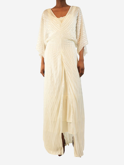 Cream sheer pleated stripe maxi dress - size UK 8 Dresses Georgia Hardinge 