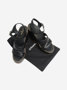 Chanel Black quilted leather platform sandal heels - size EU 38