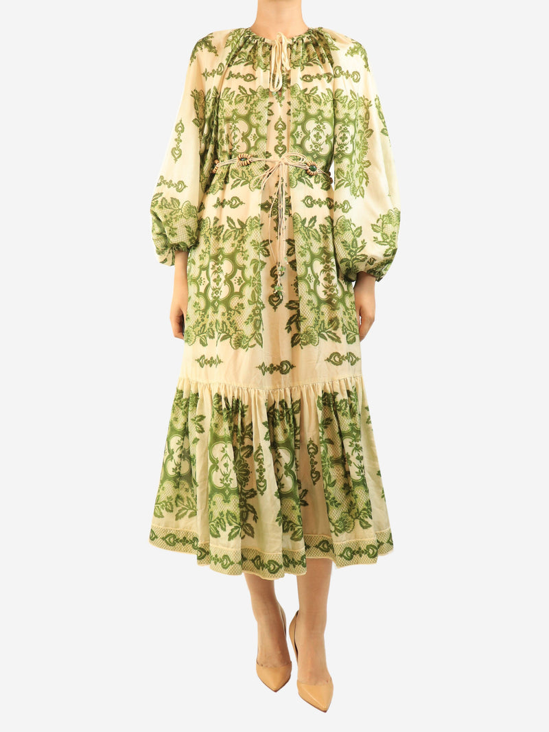 Green silk printed flowy dress - size UK 10 Dresses Zimmermann 