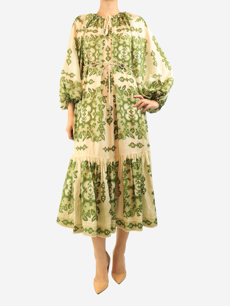 Green silk printed flowy dress - size UK 10 Dresses Zimmermann 