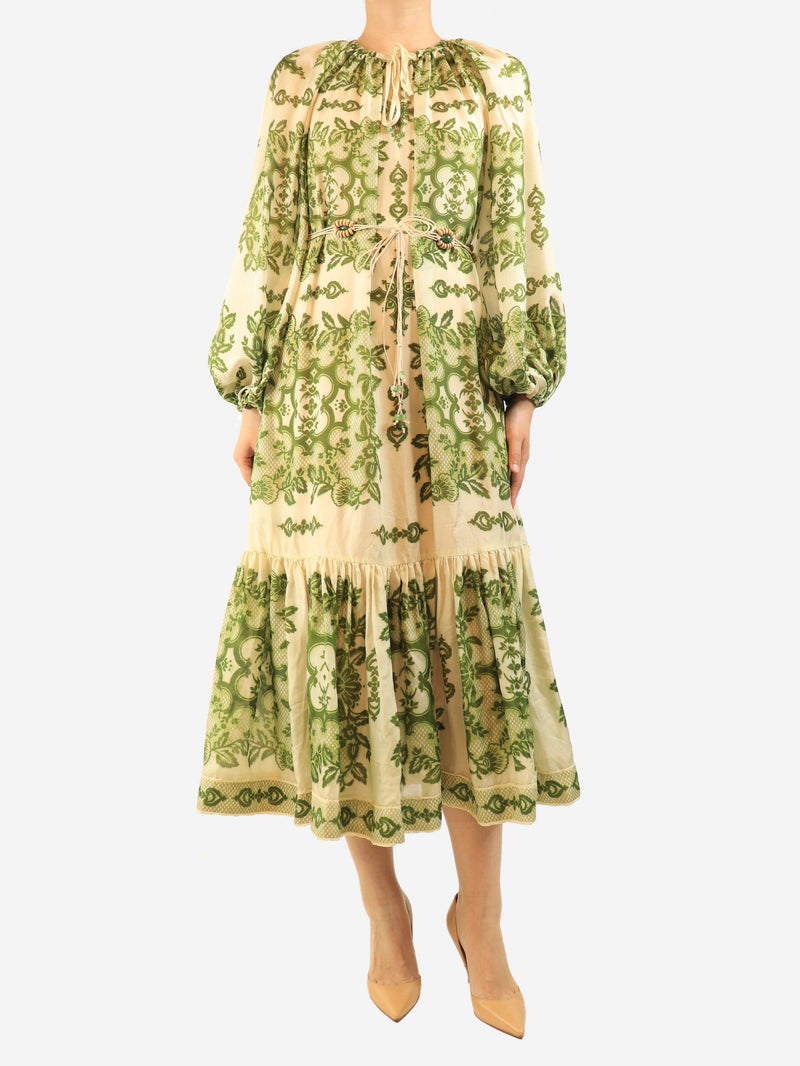 Green silk printed flowy dress - size UK 10 Dresses Zimmermann 