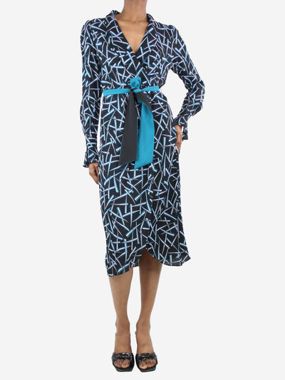 Black Drusilla wrap-effect printed crepe midi dress - size UK 8 Dresses Diane Von Furstenberg 