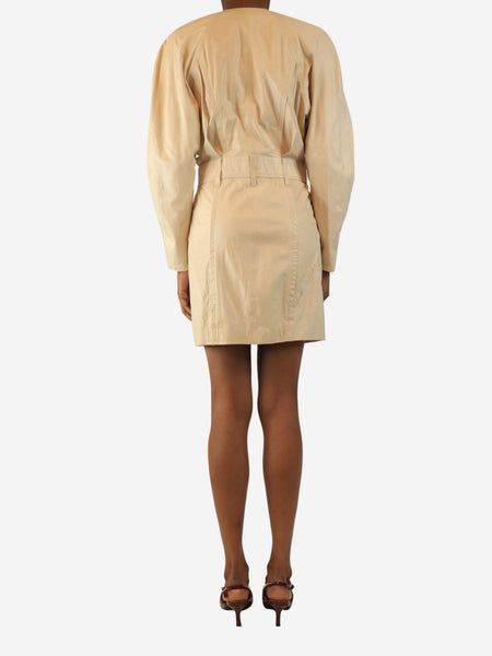 Cream leather mini dress - size UK 8 alternate image