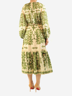 Green silk printed flowy dress - size UK 10 Dresses Zimmermann 