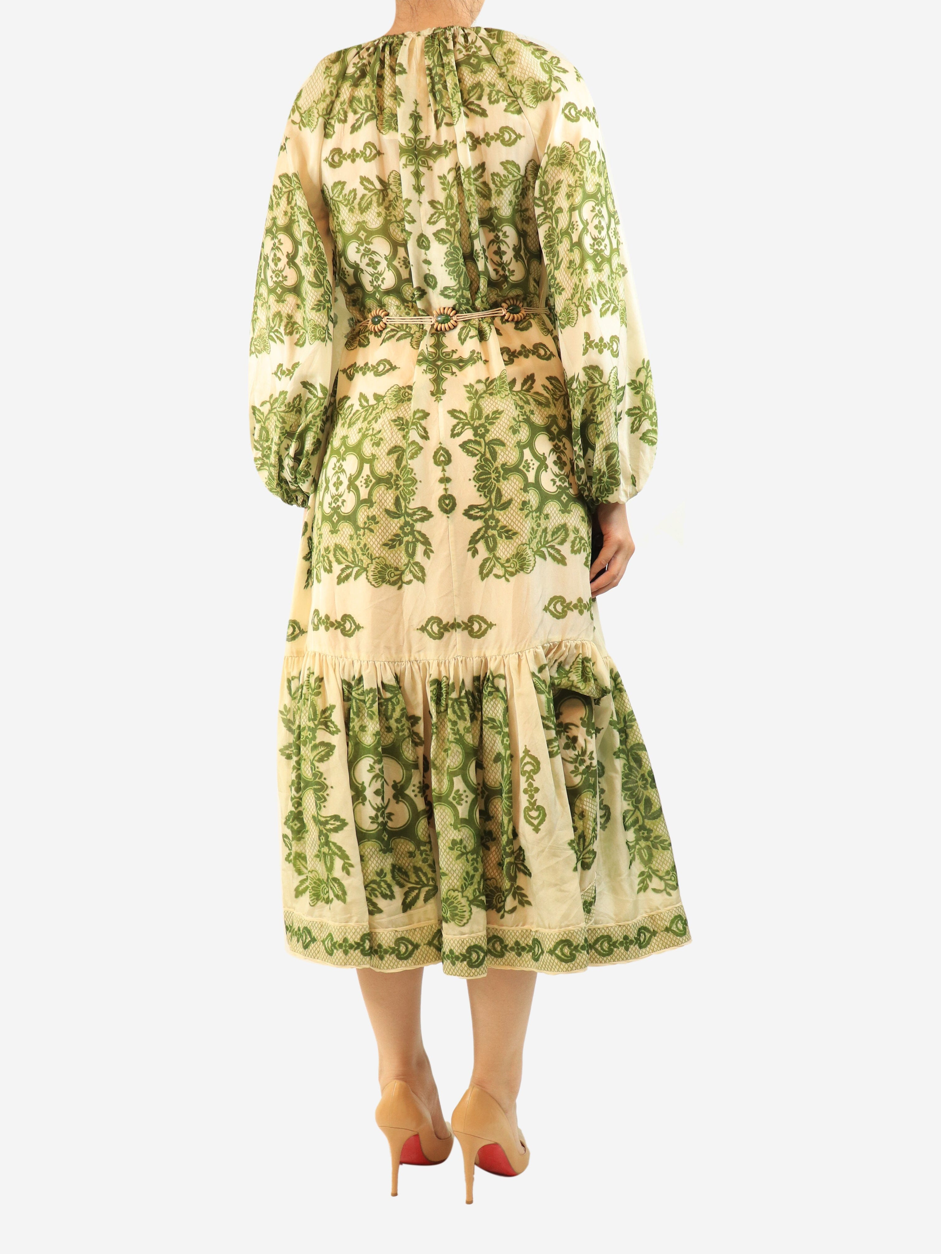 Green silk printed flowy dress - size UK 10 Dresses Zimmermann 