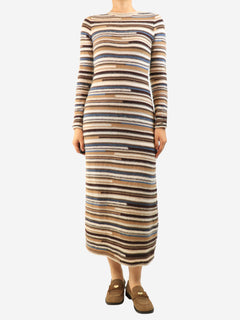 Brown striped knit dress - size S