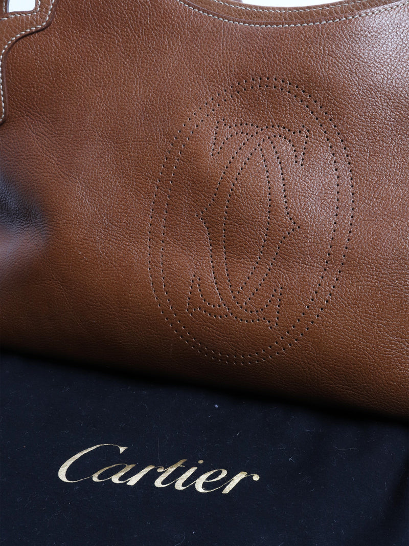 Brown vintage leather tote bag Tote Bags Cartier 