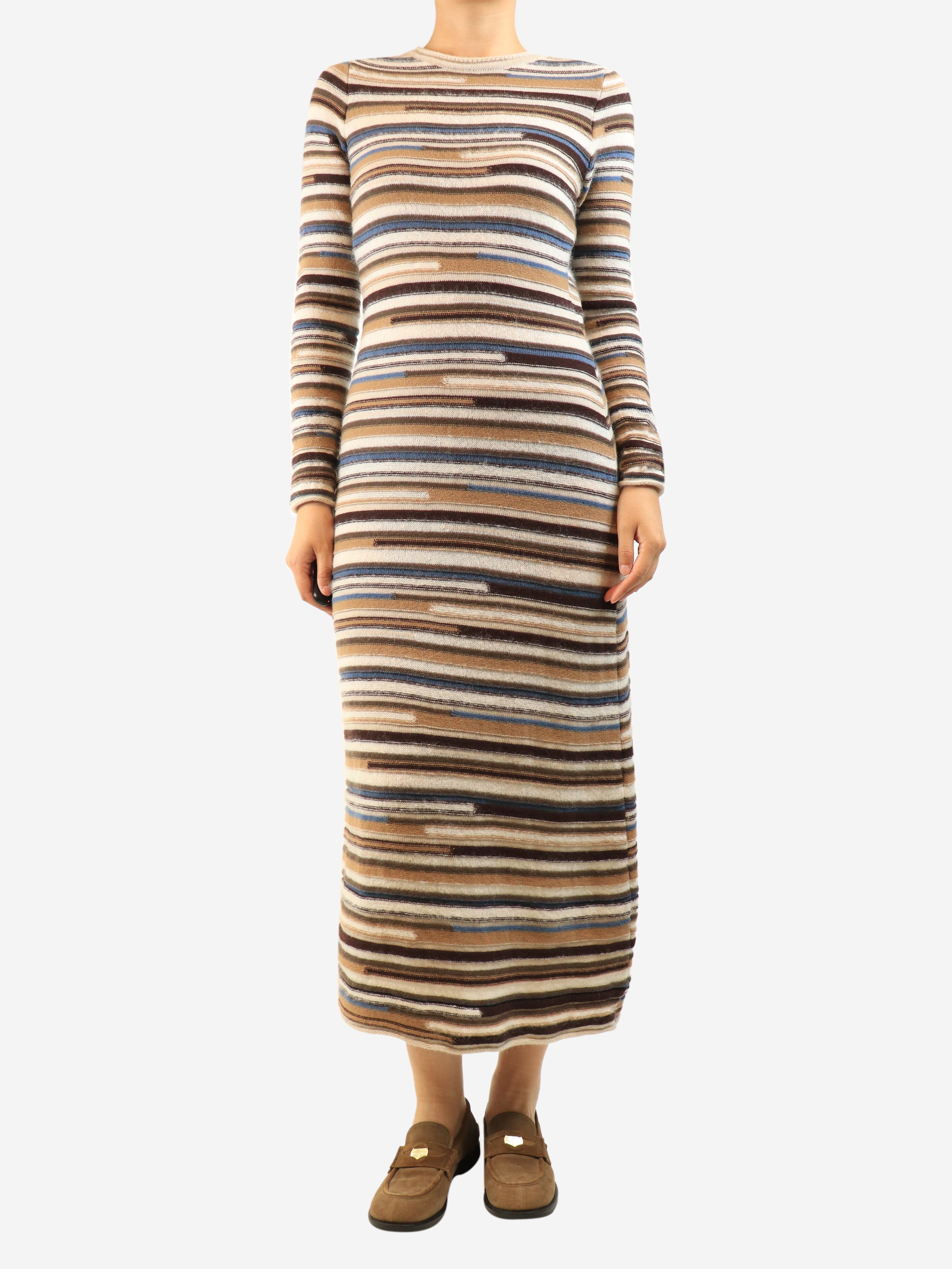 Brown striped knit dress - size S