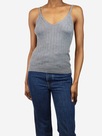 Grey ribbed camisole top - size UK 4 Tops Lisa Yang 