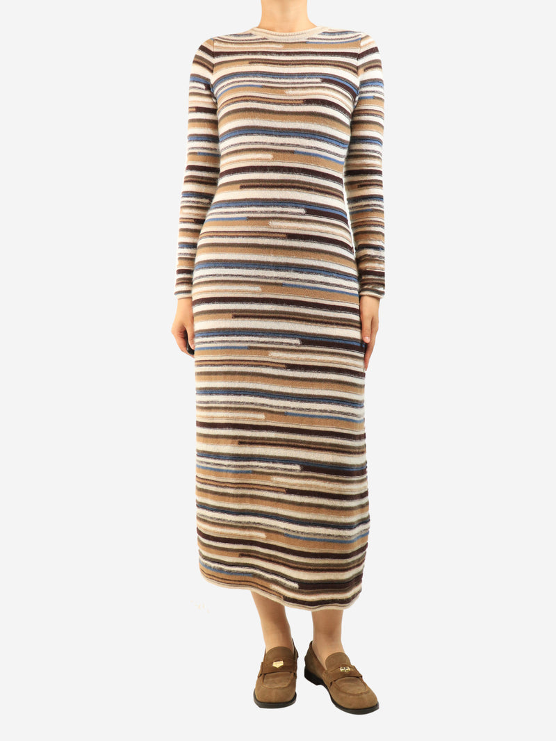 Brown striped knit dress - size S