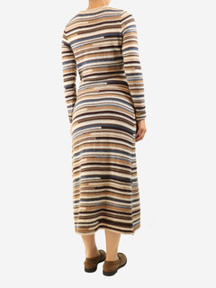Brown striped knit dress - size S