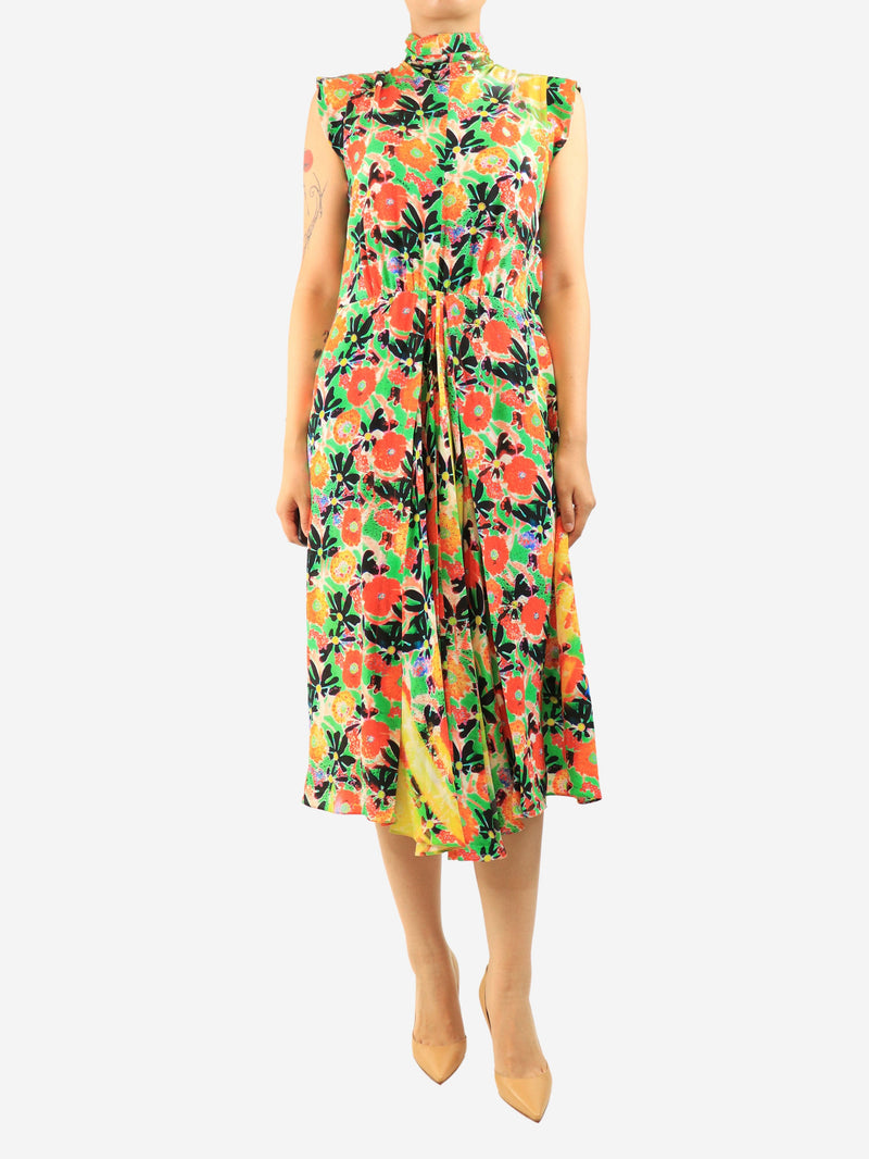 Prada Orange floral midi dress - size UK 10 Dresses Prada 
