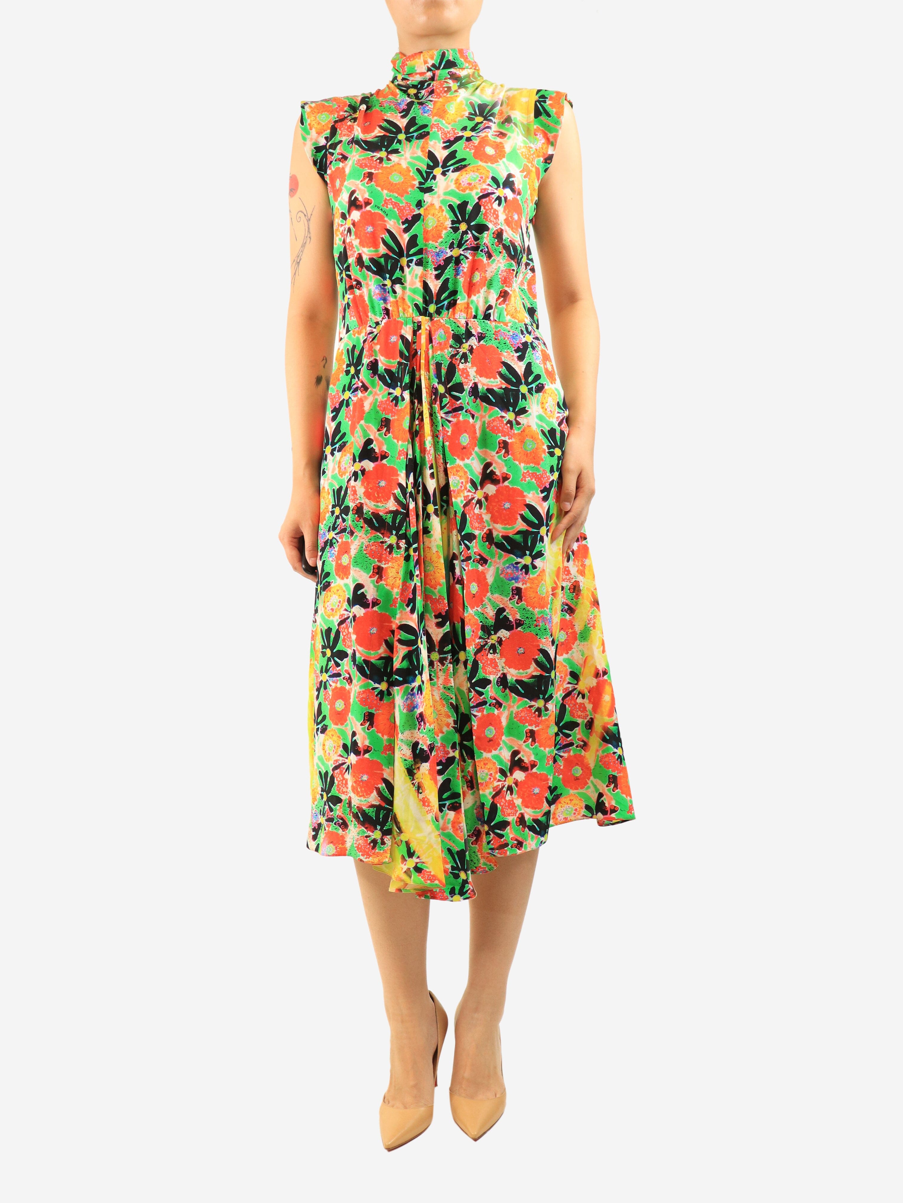 Prada Orange floral midi dress - size UK 10 Dresses Prada 