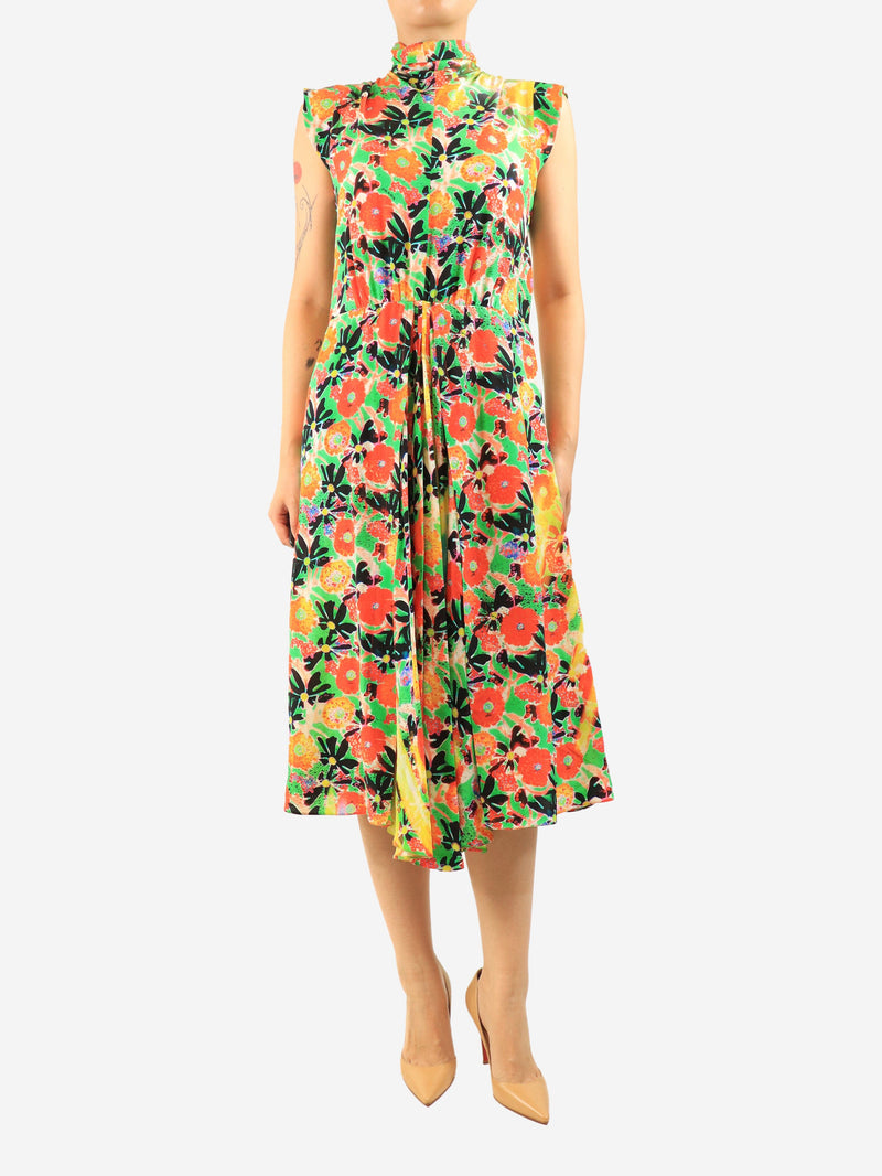 Prada Orange floral midi dress - size UK 10 Dresses Prada 