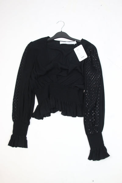 Black V-neckline ruffle top - size UK 8 Tops Iro 