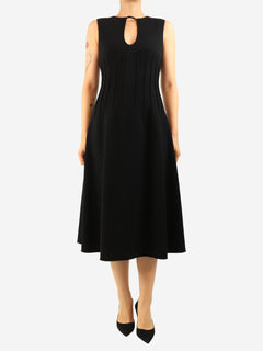 Black sleeveless cut-out midi dress - size UK 10