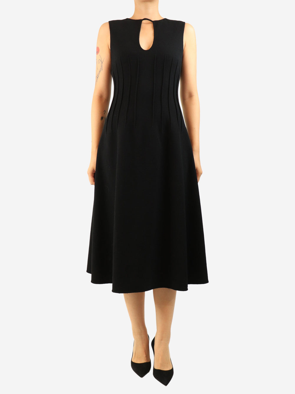 Black sleeveless cut-out midi dress - size UK 10 Dresses Oscar De La Renta 