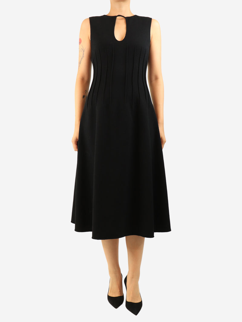 Black sleeveless cut-out midi dress - size UK 10