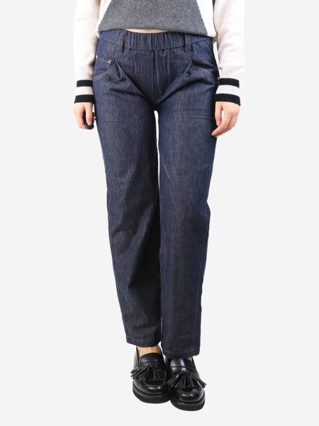 Indigo elasticated denim trousers - size UK 8 alternate image