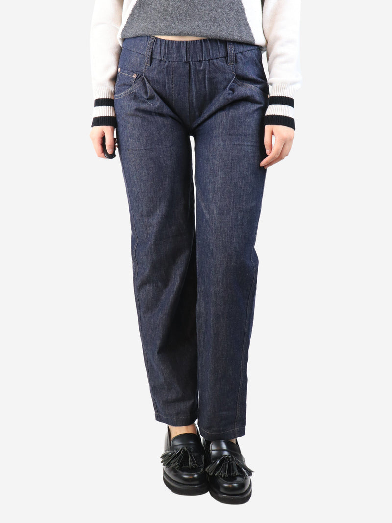 Indigo elasticated denim trousers - size UK 8 Trousers Brunello Cucinelli 