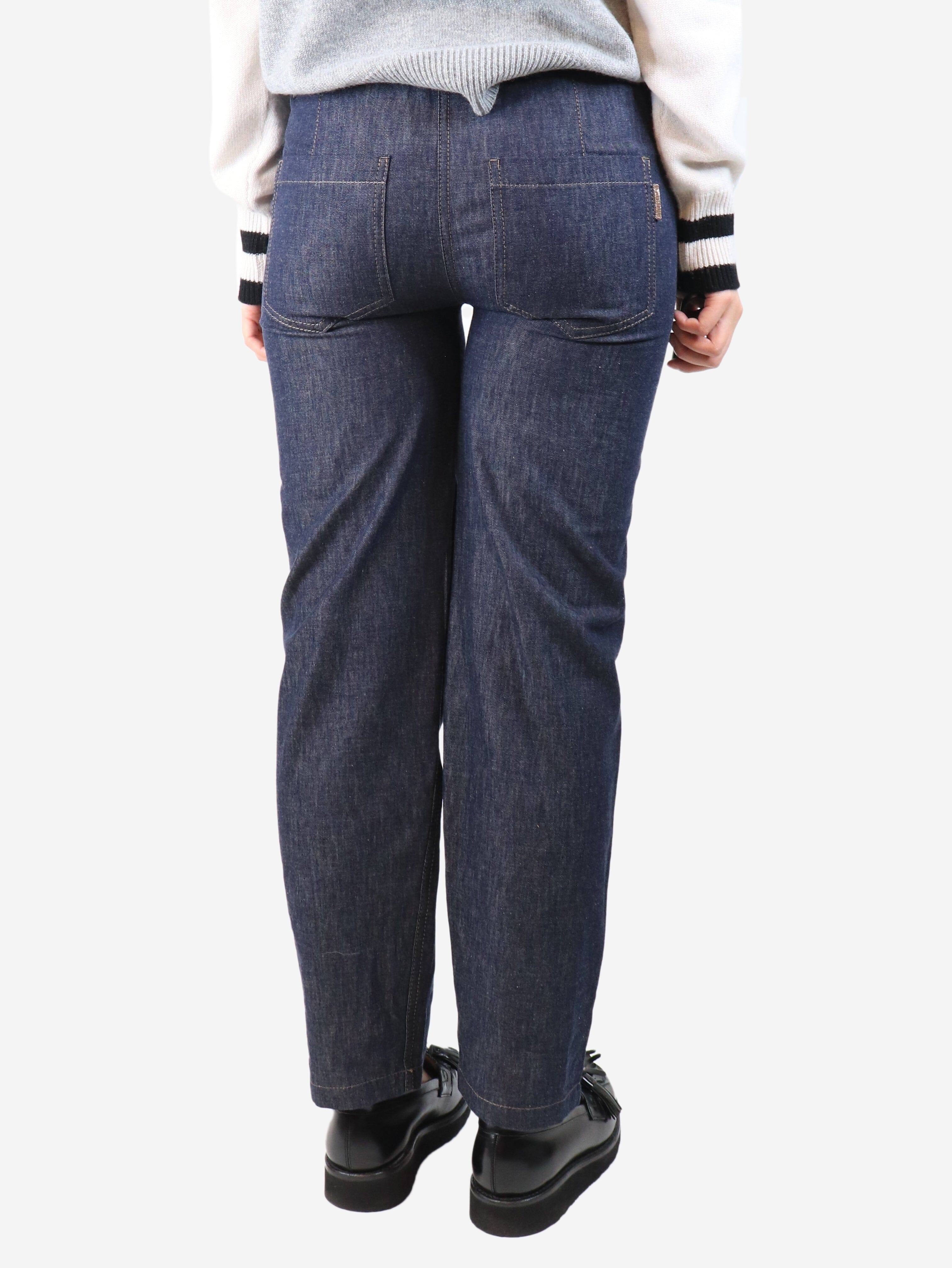 Indigo elasticated denim trousers - size UK 8 Trousers Brunello Cucinelli 