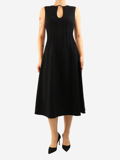 Black sleeveless cut-out midi dress - size UK 10