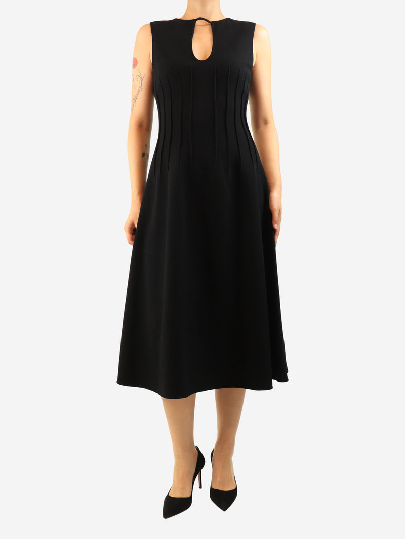 Black sleeveless cut-out midi dress - size UK 10
