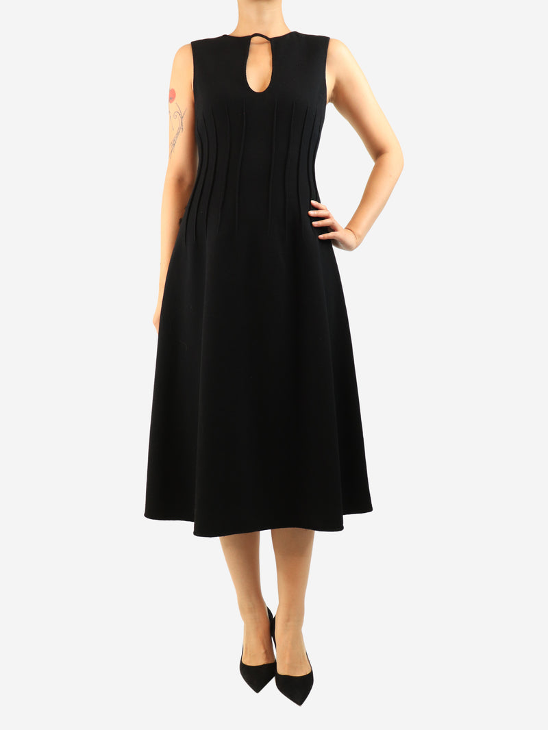 Black sleeveless cut-out midi dress - size UK 10