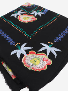 Temperley Temperley Black carmelina embroidered wool scarf