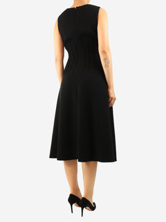 Black sleeveless cut-out midi dress - size UK 10
