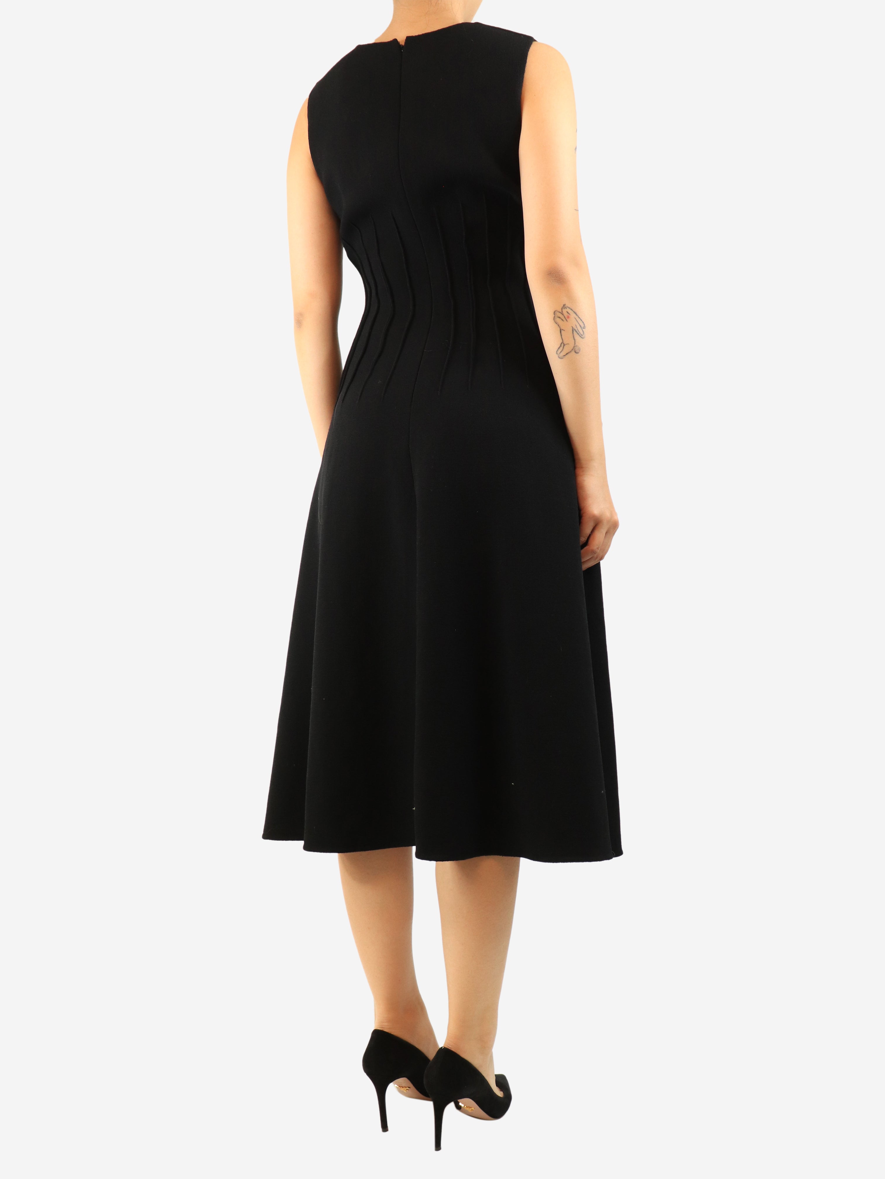 Black sleeveless cut-out midi dress - size UK 10
