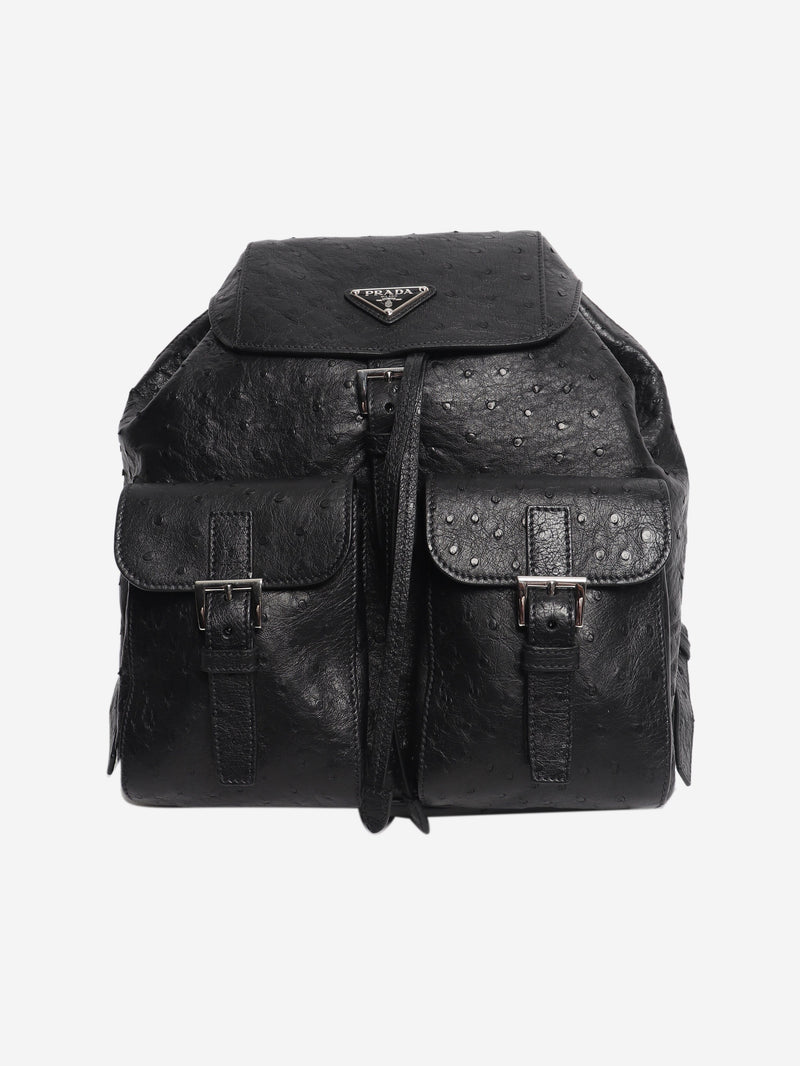 Black ostrich leather backpack Backpacks Prada 