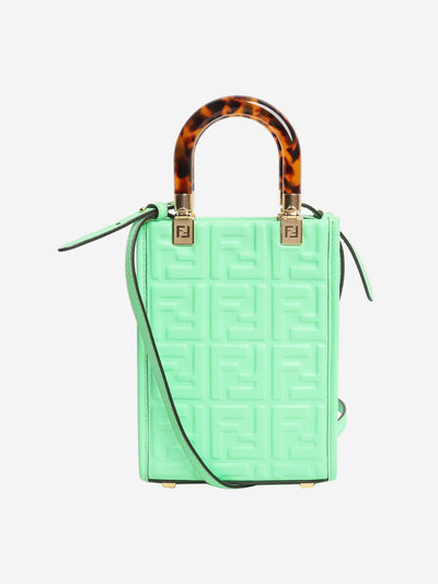 Green FF embossed mini tote Shoulder bags Fendi 