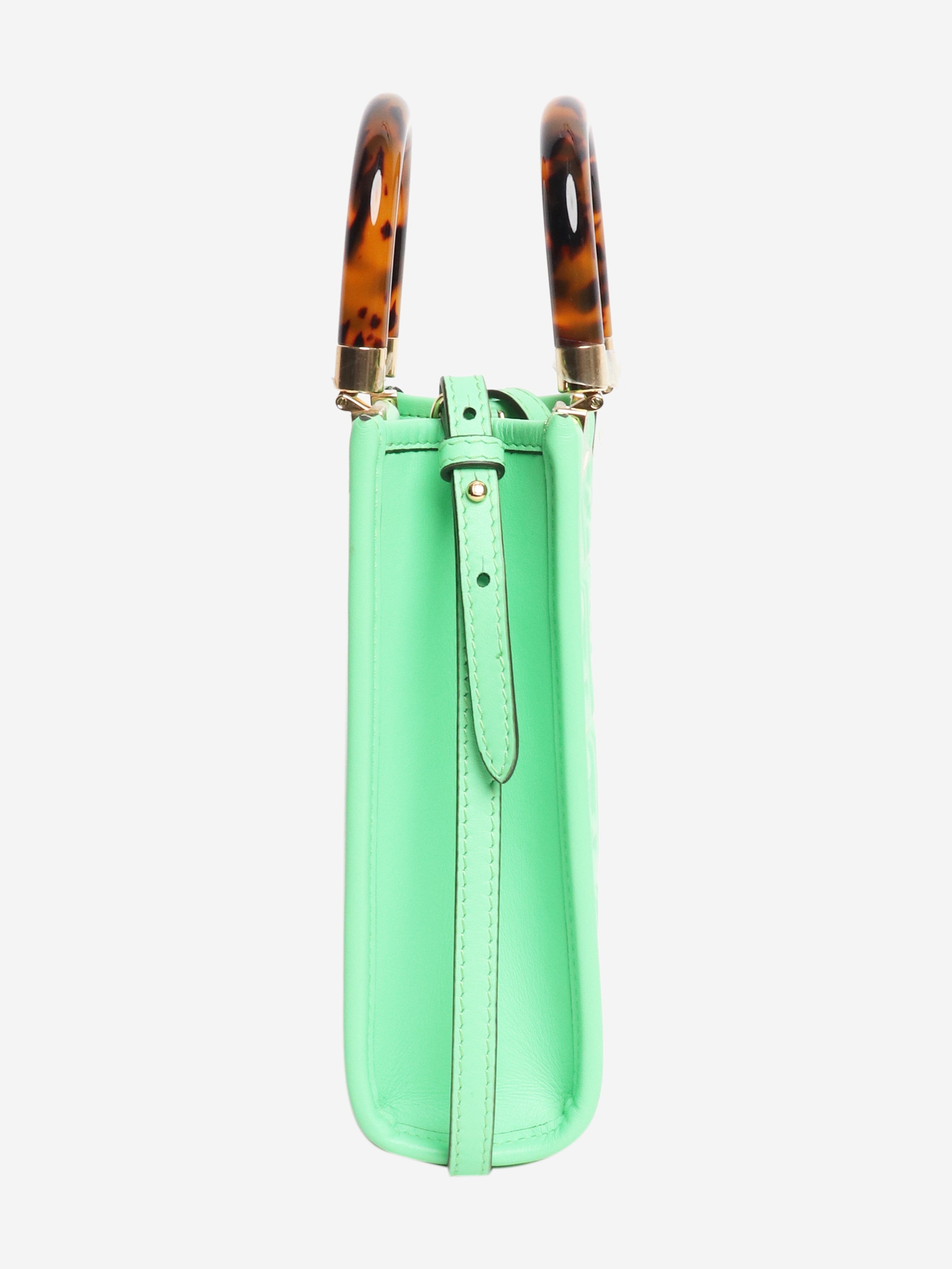 Green FF embossed mini tote Shoulder bags Fendi 