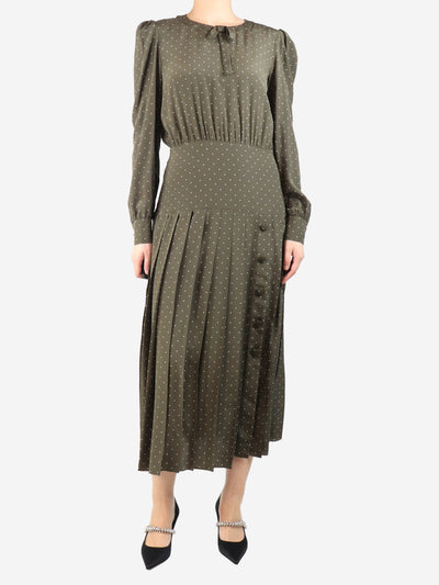 Khaki silk polka dot midi dress - size UK 10 Dresses Alessandra Rich 
