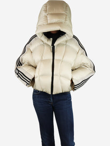 Moncler x Adidas Originals Ivory hooded puffer jacket - size UK 6