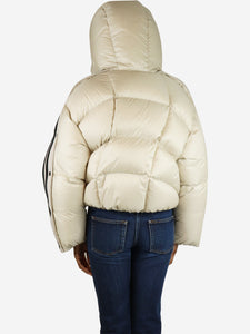 Moncler x Adidas Originals Ivory hooded puffer jacket - size UK 6