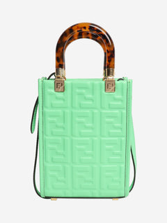 Green FF embossed mini tote Shoulder bags Fendi 
