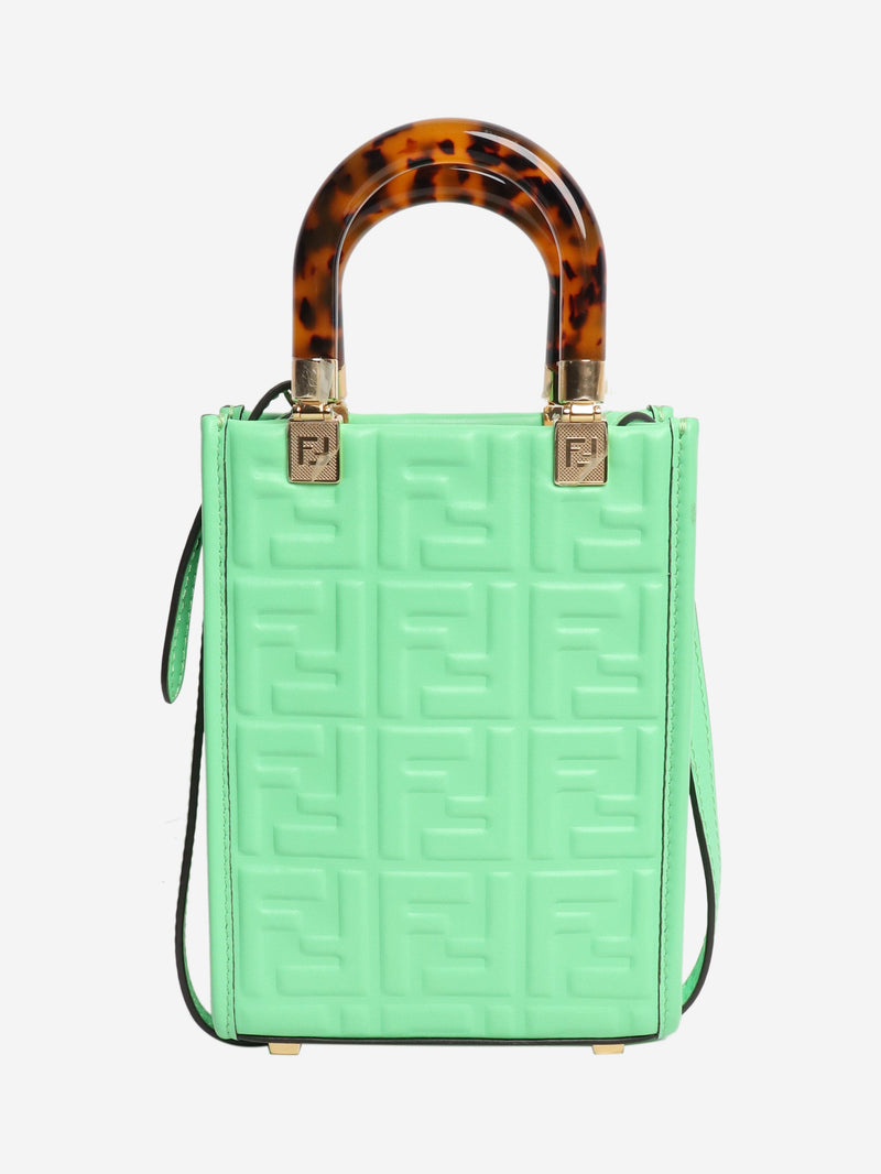 Green FF embossed mini tote Shoulder bags Fendi 